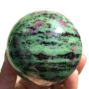 Tinh Thể Tự Nhiên Đá Tinh Thần Chữa Bệnh Pha Lê Bóng Ruby Trong Zoisite Sphere Cho Trang Trí