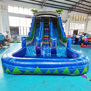 Toboggan aquatique gonflable géant commercial au design tropical avec piscine, château gonflable aquatique pour enfants - Product Image 4