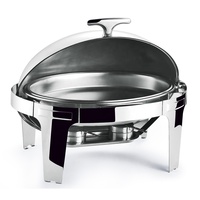 Réchaud rond à couvercle roulant de 5,5 L, doré argenté, chauffe-plats en acier inoxydable, ensemble de buffet pour équipement de restauration de haute qualité