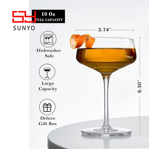 Set of 4 Hand-Blown Large 10 oz Crystal Coupe <strong>Glasses</strong> for Fancy Cocktails <strong>Espresso</strong> <strong>Martini</strong> Manhattan Bar Glassware - Product Image 5