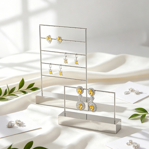 Mirror Metal Jewelry Display Stand Custom Logo Counter Necklace Pendant Earring Display <b>Rack</b> For Jewelry Boutique Shop - Product Image 3
