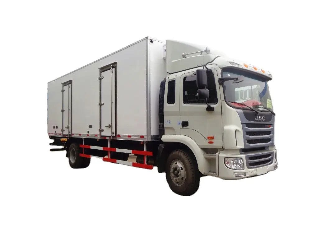 Soğuk ürünler et deniz ürünleri taşıma van kamyon JAC lüks serisi 6 tekerlekli 10 tonluk dondurucu soğutma kutusu van kamyon satış
