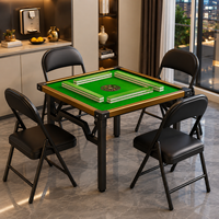 Table de Mahjong Pliante avec 4 Chaises, Cadre en Acier, Tapis Vert, Table de Mahjong Gain de Place pour Jeu en Famille, Logo Personnalisé OEM