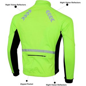 Mens <b>Cycling</b> Softshell <b>Jacket</b> Thermal Waterproof Windproof <b>Reflective</b> Printing Front Logo Long Sleeve Performance Wear - Product Image 3