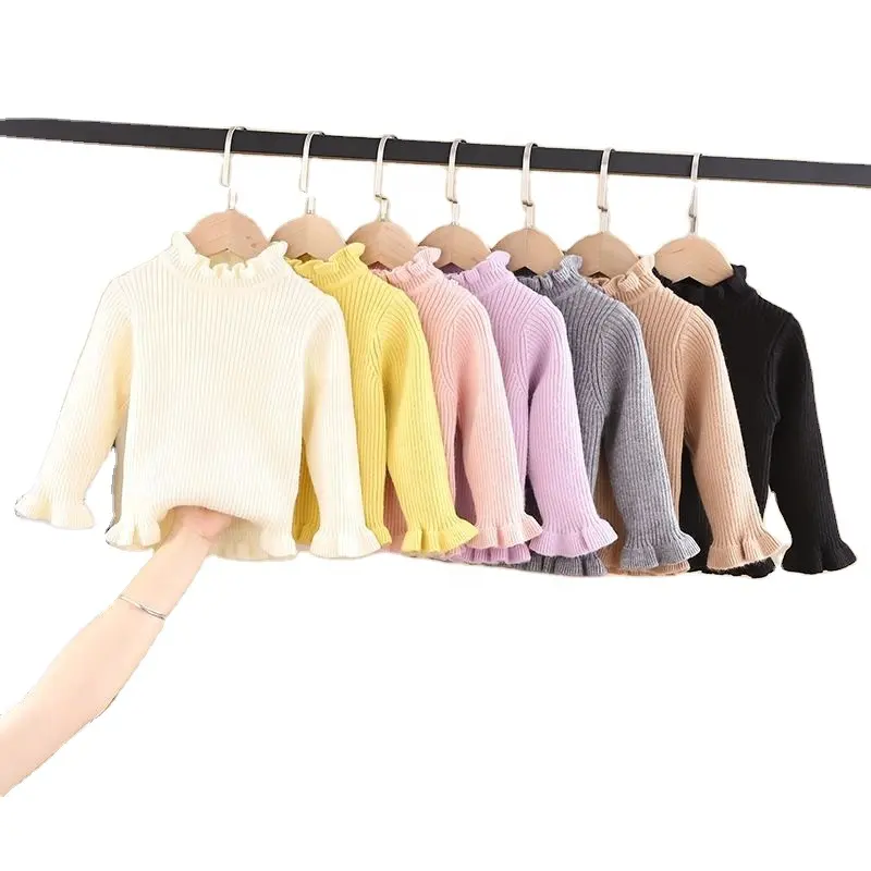 Bé Cashmere thời trang áo len với cán HEM bé đan Áo len Chunky đan bé gái áo len