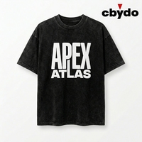 T-shirt Homme Cbydo Personnalisé Noir Délavé Vintage Coupe Oversize Manches Courtes Col Rond Streetwear Impression 3D en Relief Fabricant