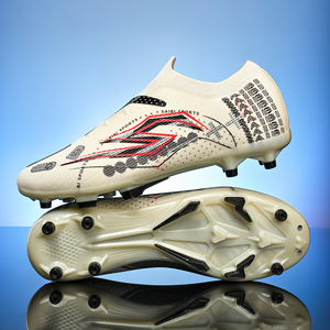 Black &amp; White &amp; Red FG Soccer <strong>Boots</strong> - Custom Branding Firm Ground <strong>Football</strong> Shoes, Low Minimum Factory Direct OEM/ODM - Product Image 5