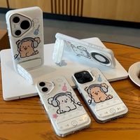 Nouveau Design Chiot Motif PC Téléphone Cas Couple Style avec Miroir Titulaire Téléphone Couverture pour iPhone 17 Pro Max