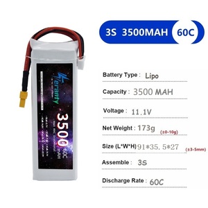 Batterie 3500MAH 11.1V 3S 60C T JST/XT60 XT30 avec prise pour accessoires de drone, voiture, avion, hélicoptère, jouet RC - Product Image 2