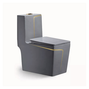 Bathroom Luxury Modern Sanitary Ware square Water Closet Ceramic Commode <strong>Toilet</strong> Bowl Wc Gold <strong>Black</strong> Color One Piece <strong>Toilet</strong> - Product Image 6
