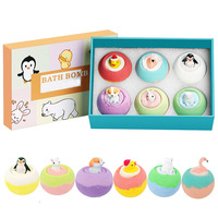 Lot de 6 boules de bain moussantes en peluche transfrontalières pour enfants, exfoliantes, parfumées aux huiles essentielles, avec figurines micro-gestuelles