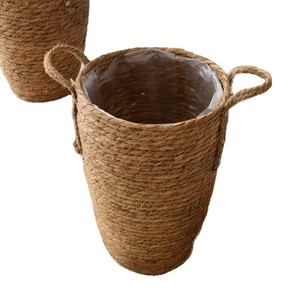 Woven Straw Flower <b>Basket</b> Round Handmade Standing Type For Living Room Decorative Vase Dried Flowers Plant Pot - Product Image 5