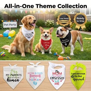 Pañuelo Triangular para Perro con Estampado de Eslóganes Divertidos, 'Mamá Guardiana', 'Me Encanta Mi Mamá', No Agresivo, para Regalo Navideño - Product Image 1