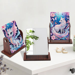 2 <span class=keywords><strong>specchi</strong></span> pz/set diamantati per adulti 360 ° specchio rotante per il trucco in legno fai da te diamante arte decorazione specchio di Design animali - Product Image 1