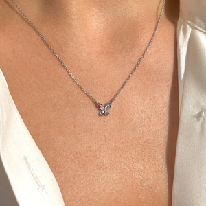 Joyería Infantil Personalizada, Delicado Collar con Colgante de Mariposa Flotante con Circonitas en Plata de Ley 925, Conjunto de Joyería Fina para Niñas y Mujeres - Product Image 4