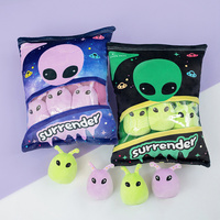 Sac de Mini Alien Animal Kawaii Ugly Snack Coussin Vert/Violet Peluche Jouet Doux Poupées Amusant Jouer Peluche avec PP Coton Remplissage