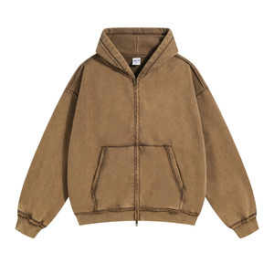 เสื้อฮู้ดดี้ทรงบ็อกซี่แบบยูนิเซ็กซ์ <span class=keywords><strong>Aiqi</strong></span> ผ้าฝรั่งเศสเทอร์รี่ 100% ซิปสีเดียวกัน ทรงโอเวอร์ไซส์ แบบเรียบๆ สไตล์ Y2K  สามารถสั่งทำได้ - Product Image 6