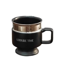 Tasse à café haute de luxe léger, plaquée titane, design rétro, grande capacité, pour le petit-déjeuner, cadeau souvenir, usage domestique