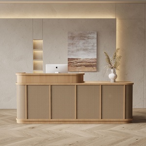Leather Reception Desk Storage Wabi-Sabi Minimalist Modern Design for Commercial Use Restaurants Beauty Salons <strong>Wellness</strong> Centers - Product Image 2