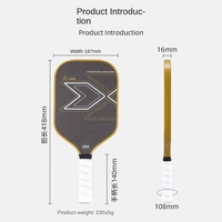 Raquette de pickleball hybride Elite Titanium Gold Carbon Fiber, noyau en nid d'abeille PP de 16 mm, pressée à froid, durable, haute friction