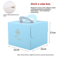 Boîtes d'emballage pour aliments, épaissies, estampées à chaud, pour gâteaux d'anniversaire (4/6/8 pouces) avec poignées, pour boulangerie