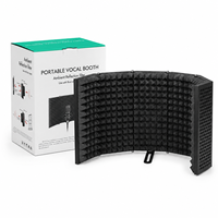 Écran d'isolation acoustique professionnel pour microphone, réduction du bruit, pliable, conception à 5 panneaux, panneau en mousse acoustique, support métallique pour montage