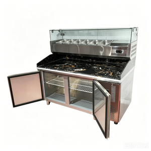<span class=keywords><strong>Réfrigérateur</strong></span> commercial à double porte de 1500 mm à refroidissement direct pour préparation de salades avec protection en verre et armoire réfrigérée - Product Image 3