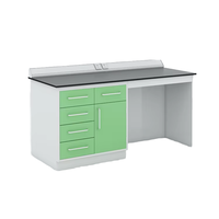 Table de laboratoire multi-rangements anti-éclaboussures avec plan de travail en résine époxy pour préparation d'échantillons et mobilier de laboratoire médical