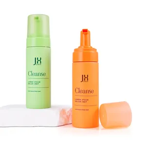 PET biodegradable empty nude mint orange 150ml cosmetics face wash facial cleanser foam dispenser packaging bottles