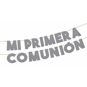 GuiRNalda Mi Primera Comunión, Decoraciones Rectangulares Plateadas, Resistentes, Recortadas, Elegantes, para Eventos Religiosos, Paquete de 12 Piezas - Product Image 1