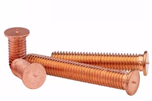 <b>M3</b>-M10 Nickel Tin & Copper Plated Brass Weld Stud <b>Screw</b> Flat Head Style ISO 13918 Compliant Metric Measurement System - Product Image 3