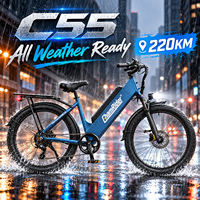 Vélo électrique Chamrider 26x3.0 à pneus larges, cadre bas, 48V 55Ah, couple élevé 80Nm, frein à disque hydraulique 203mm, longue autonomie, vélo cargo C 55