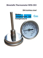 HUBEN 0-200 ° Termometer Bimetal Baja Tahan Karat C untuk Pengukur Suhu Hopper Pengering, Indikator Suhu Industri