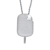 Collier pendentif crème glacée coloré en gros, bijoux hip-hop sertis de zircone cubique