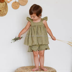 الأغاف الكتان شورت مكشكش مخصص تصميم الاطفال عارضة الصيف السراويل فتاة - Product Image 5