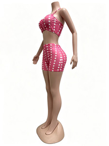 ZHEZHE Nuevo Estilo, Traje <span class=keywords><strong>Casual</strong></span> con Tirantes, Cuello Halter, Espalda Descubierta, Elástico, Estampado de Puntos, por Encima de la Rodilla, para Mujer, Verano - Product Image 5