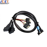 Cable de Extensión de Datos para Servidor PCI-E 5.0 MCIO 8i 74PIN Host a 2 * GEN-Z 1C 56PIN Hembra, 0.5M 0.8M con Alimentación SATA 15PIN
