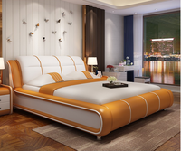 YQ JENMW lit Double chambre principale tatami lit de mariage cadre en pin importé + matelas en latex + 1 armoire