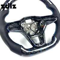Volant en cuir perforé personnalisé bleu poudre en fibre de carbone forgée pour VW Golf 8, compatible avec Volkswagen Mk8 GTI Tiguan