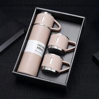 Juego de Caja de Regalo con Logotipo Personalizado al por Mayor, Botella de Agua Aislada al Vacío de Acero Inoxidable con Dos Tazas para Regalos Corporativos
