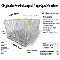Nouvelle cage d'élevage de cailles en acier galvanisé monocouche empilable, logement modulaire pour cailles, équipement d'élevage avicole pour la production d'œufs