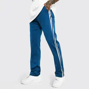 OEM Custom Men's Track Pants Sweat Polyester Drawstring Stripe Skinny Sweatpants Stacked Fashion Jogger Wear Track Pants