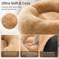 Lit pour animaux de compagnie en forme de donut personnalisé en gros, apaisant, rond, anti-anxiété, pour chien et chat, lavable en machine, en peluche