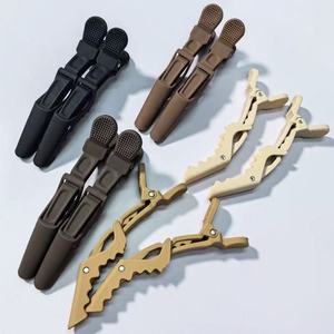 Su misura logo nero opaco coccodrillo forcina da salone acconciatura nero opaco coccodrillo nero forcina per capelli - Product Image 5