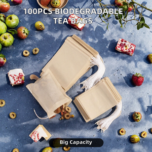 ถุงชาขนาดเล็กแบบย่อยสลายได้ 100 ชิ้น บรรจุได้เยอะ พร้อมเชือกผูก ถุงกระดาษเปล่าสำหรับใส่ชาใบชา ชาผง และช้อน ดีไซน์ทันสมัย - Product Image 2