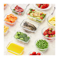 Ensemble de contenants alimentaires en verre borosilicate haute résistance pour la rentrée scolaire - Contenants hermétiques pour la préparation des repas avec couvercles