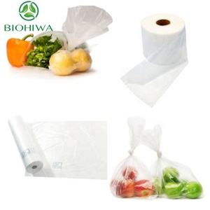 Sacs de courses en plastique écologiques, sacs en plastique biodégradable, sacs en plastique type T-shirt, sacs à emporter sur rouleau (personnalisation de la couleur/du design) - Product Image 1