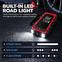 Démarreur de voiture portable 6000 mAh avec compresseur d'air, gonfleur de pneus numérique sans fil, arrêt automatique, batterie externe d'urgence pour l'extérieur