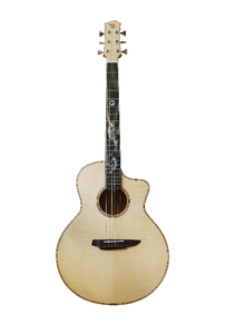 Guitarra Acústica de 41 Pulgadas con Tapa de Abeto Sólido y Fondo de Arce, Acabado Brillante Azul Degradado, Incrustaciones de Concha de Abulón Sirena, Guitarra Folk - Product Image 3