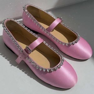New Low Heel Ladies <b>Flats</b> <b>Shoes</b> 2024 Heart-Shaped Rhinestone <b>Ankle</b> <b>Strap</b> Wedding for Women Sandals - Product Image 1